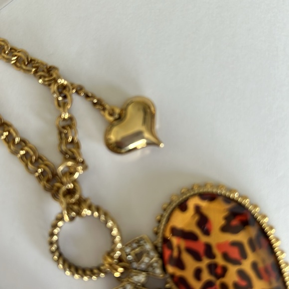 Vintage Betsey Johnson necklace pink & gold leopard - Picture 6 of 15